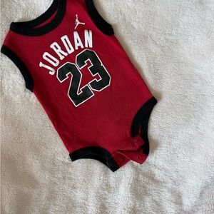 Jordan Infant Red and Black Onesie